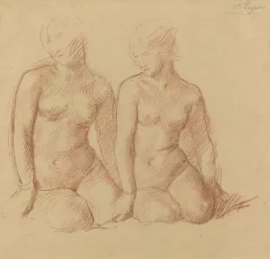 Female Nude Portraits Drucke: Study of Two Figures Seated Side by Side. Creator: Alphonse Legros