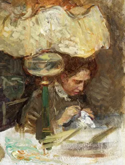 Heritage Oil On Canvas Drucke: Study for Friends - Nanna Bendixson, c.1907. Creator: Hanna Pauli