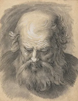 Art Institute Chicago Prints Drucke: Study of the Head of a Bearded Man, 1595/1605. Creator: Abraham Bloemaert