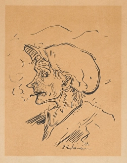 Agricultural Labourer Portrait Drucke: Study of a Head for At the Table, c1940. Creator: Arnold Peter Weisz-Kubincan