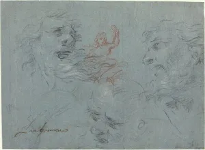 Historical Figure Drawings Drucke: Study of Heads [recto]. Creator: Unknown