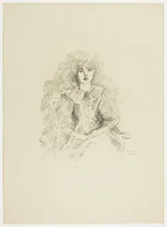 Female Portrait Drawing Drucke: A Study by Lamplight, 1890-94. Creator: Theodore Roussel