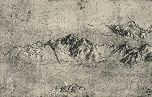 Leonardo Da Vinci Study Drucke: Study of Mountain Ranges, c1480 (1945). Artist: Leonardo da Vinci
