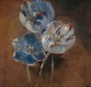 Oil On Canvas Still Life Paintings Drucke: Study of Three Parrot Tulips, ca. 1832. Creator: John Constable