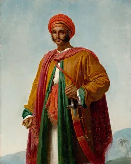 Male Portrait Study Drucke: Study for Portrait of an Indian, ca. 1807. Creator: Girodet de Roucy-Trioson