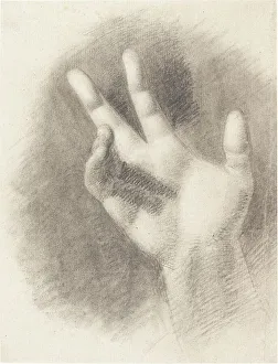 Black And White Drawing Techniques Drucke: Study of a Right Hand [recto]. Creator: Benjamin Robert Haydon