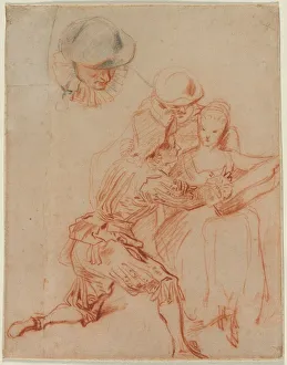 Studie für Der Romantiker (Le Conteur), um 1716. Künstler: Jean Antoine Watteau (Französisch)
