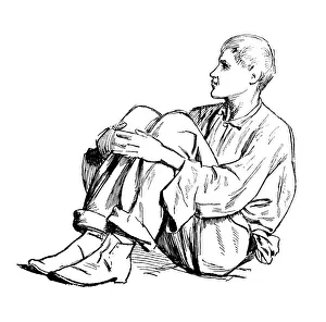 Henry Stacy Marks Artist Drucke: Study of a seated man, 1895