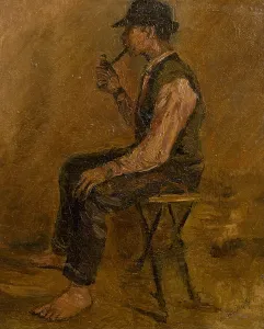 Studie eines Sitzenden Mannes mit Pfeife, 1908-1910. Künstler: Ladislav Mednyanszky