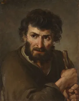 Oil On Paper Artworks Drucke: Study of a Shepherd, 1700s. Creator: Unknown