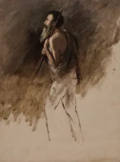 Romantic Era Painting Drucke: Study for Standing Shepherd, 1831 or 1832. Creator: Thomas Cole