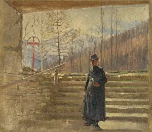 Studie zum Gehenden Priester, 1880-1900. Künstler: Ladislav Mednyanszky