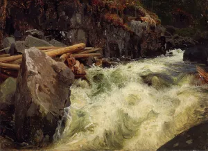 Studie eines Wasserfalls, wahrscheinlich 1851. Künstler: Herman August Cappelen