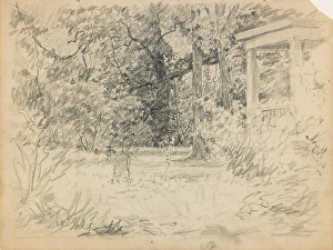 Black And White Pencil Drawings Drucke: Study for Winifred at the Hermitage, about 1900. Creator: John Ottis Adams