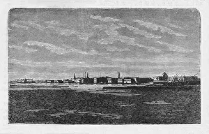 Monochrome Landscape Art Drucke: Suez, c1882