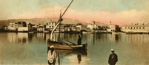 Hand Coloured Postcards Drucke: Suez - View of the toun during high waters, c1918-c1939. Creator: Unknown