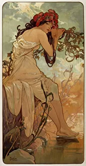 Drucke von Sommer 1896. Aus der Reihe Les Saisons gefunden im Bestand des Staatsmusikinstrumentenmuseums Puschkins von Moskau M Drucke: Sommer 1896 Künstler: Alphonse Mucha