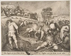 Drucke von Sommer aus der Serie Die Jahreszeiten von Pieter Bruegel dem Älteren, 1570 Pieter Bruegel Der Ältere Drucke: Sommer (Aestas) aus dem Zyklus Die Jahreszeiten, 1570. Künstler: Pieter van der Heyden
