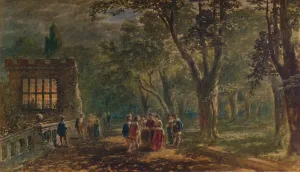 Drucke von Ein Sommerabend: Die Terrasse, Haddon Hall, 1875 (1935). Aus A Katalog der Gemälde und Zeichnungen in der Sammlung von Frederick John Nettleford, Band II - D bis H. Von C George Haydock Dodgson Drucke: Eine Sommer Nacht am Terrassengarten von Haddon Hall. Künstler : Georg Haydock Dodgson