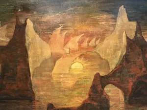 Sunset Landscape Painting Drucke: The Sun at dusk, 1916