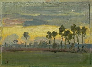 Sunset In The Countryside Drucke: Sunset, around 1892. Creator: Jozef Hanula