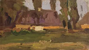 Oil On Cardboard Artwork Drucke: At Sunset, before 1903. Creator: Witold Wojtkiewicz