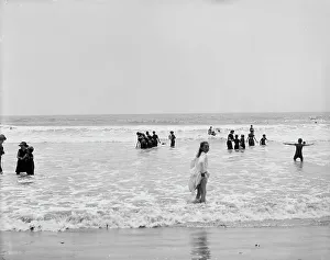 US Coastline Photography Drucke: Surf bathing, between 1900 and 1905. Creator: Unknown