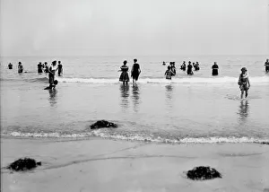 Vintage Beach Fashion Drucke: Surf bathing, between 1900 and 1905. Creator: Unknown