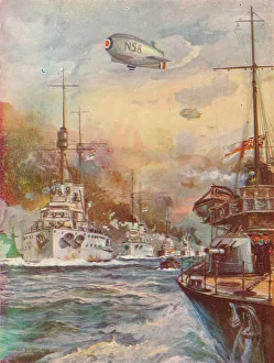 WWI Naval Warfare Drucke: The Surrender of the German High Seas Fleet, 1918 (1919). Artist: Charles John De Lacy