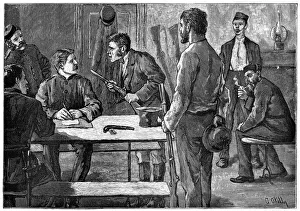 Irish History Images Drucke: Surrendering arms in a proclaimed district, Ireland. Artist: O Kelly