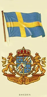 Swedish National Flag Drucke: Sweden, c1935. Creator: Unknown