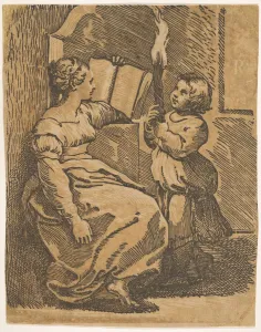 Eine Sibyllenlesung nach rechts, um etwa 1517/18 von Ugo da Carpi