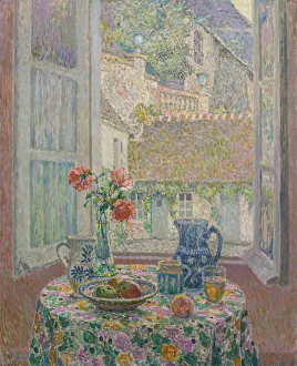 Impressionist Summer Landscapes Drucke: Table overlooking the courtyard, 1926. Artist: Le Sidaner, Henri (1862-1939)