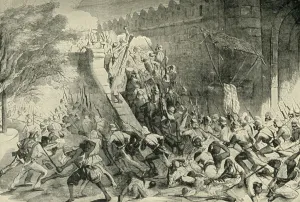 British Raj History Drucke: The Taking of the Kashmir Gate, (1901). Creator: Unknown