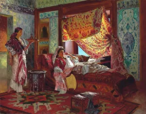 Trinken Tee im Hareem. Künstler : Ernst, Rudolf (1854-1932)