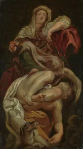 Eighteenth Century Oil Painting Drucke: Temperance Subduing Intemperance, probably c1700. Creator: Unknown