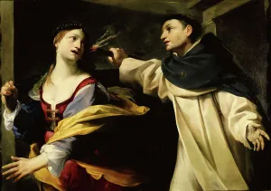Bolognese School Artists Drucke: The Temptation of Saint Thomas Aquinas