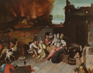Hieronymus Bosch Paintings Drucke: The Temptation of St Anthony, c.1530-c.1600. Creator: Jheronimus Bosch (copy after)