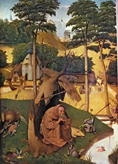 Hieronymus Bosch Paintings Drucke: Temptations of Saint Anthony, by the Bosco