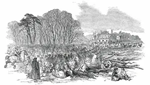 Die Tenantry und Pitmen versammeln sich bei The Towers, in Poynton, 1850. Schöpfer: Unbekannt. Die Tenantry und Pitmen versammeln sich bei The Towers, in Poynton, 1850. Schöpfer: Unbekannt