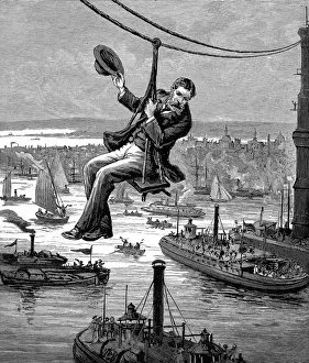 Überprüfung der Kabel auf dem Brooklyn Bridge, 1910