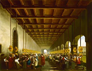 Drucke von Textilmuseum in Bergamo. Im Bestand der Sammlung im Museo Pinacoteca Ambrosiana zu Mailand Bergamo Drucke: Textilmühle in Bergamo