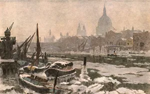 River Thames Geographical Feature Drucke: The Thames: A Severe Winter, (c1900). Creator: Unknown