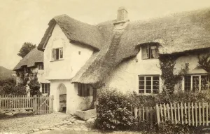 British Countryside Architecture Drucke: Thatched cottage, Lustleigh, Devon. Creator: Unknown
