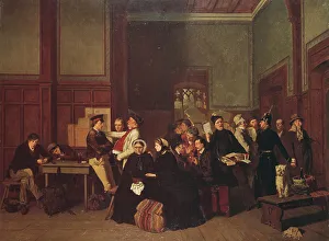Railway Station Interior Drucke: Third-Class Waiting-Room II, 1865. Creator: Carl Henrik Unker
