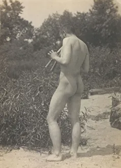 Thomas Eakinss, Nackt spielt Pfeifen um etwa 1883 von Thomas Eakinss