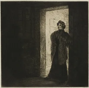 Art Nouveau Prints Drucke: On the Threshold, 1902. Creator: Theophile Alexandre Steinlen