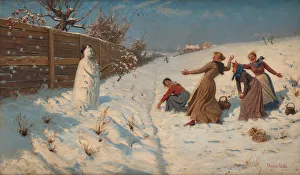 Norwegian Countryside Images Drucke: Throwing snowballs