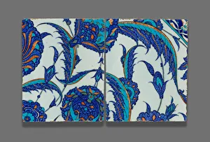 Zwei Steine mit kontinuierlichem Blumenmuster aus dem Osmanischen Reich (1299-1923), um 1560