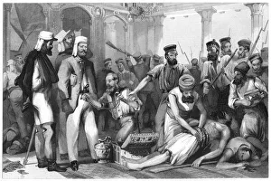 Indian Rebellion 1858 Drucke: The Times correspondent looking on at the sacking of the Kaiser Bagh, 1858, (c1860)